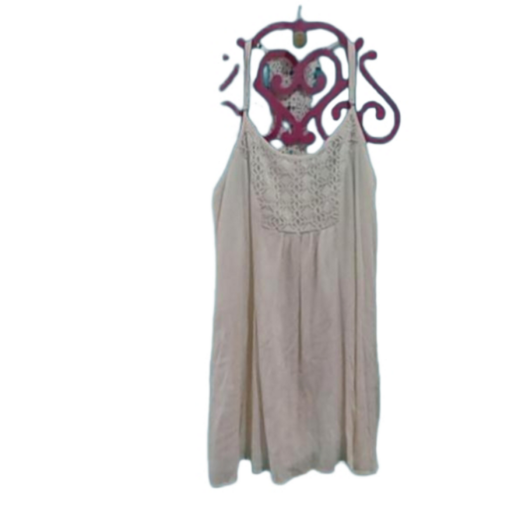 (265)  Bohemian top, light cream colored, lace, halter style, Dress, Tunic